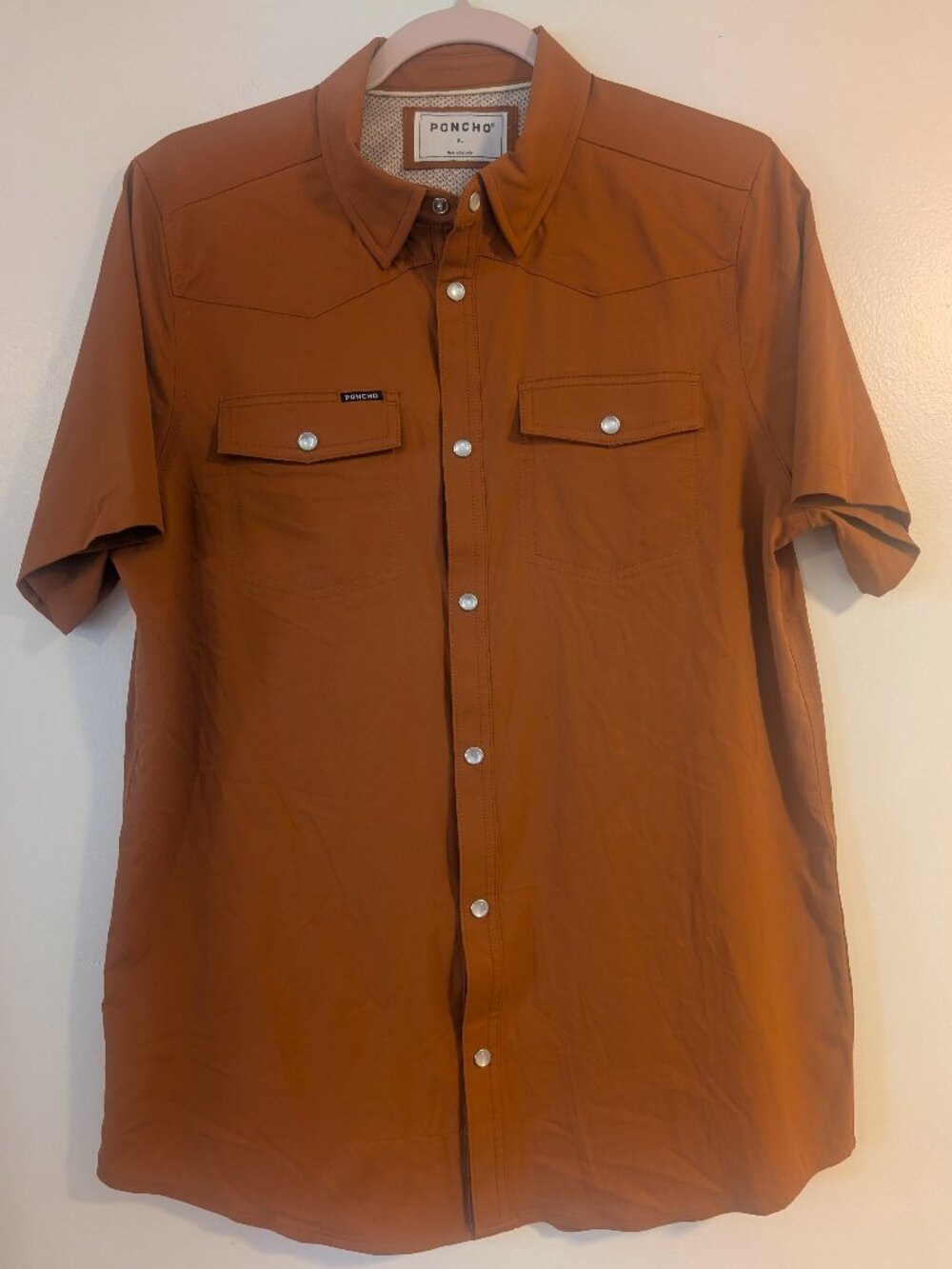 Boys Poncho rust snap closure shirt